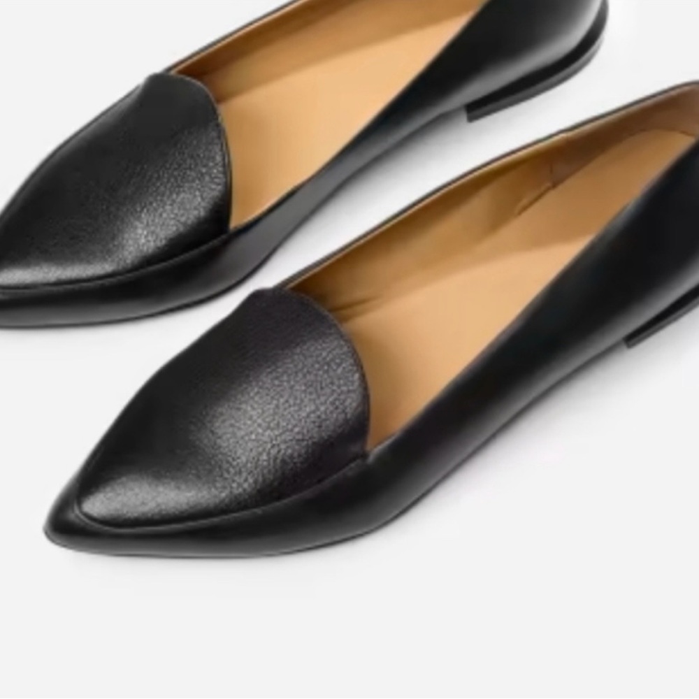 Everlane Italian Leather black Pointy Toe flats